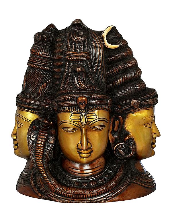 11" Tri-Murti and Devi Brass Sculpture | Handmade | Made in India