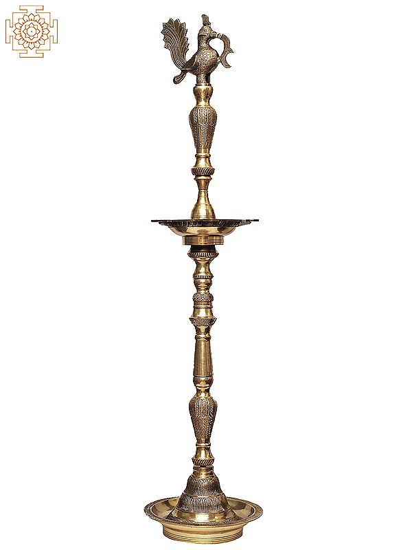 59" Large Size Mayur Lamp In Brass | Handmade | Made In India