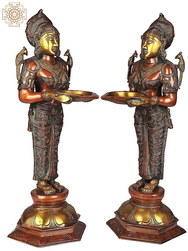 20" Deeplakshmi Pair in Brass | Handmade | Made in India