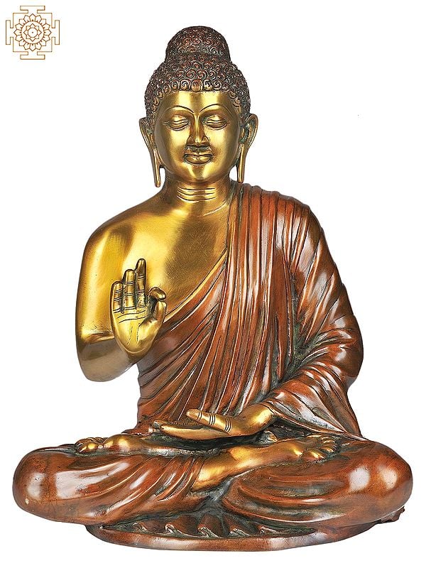 15" The Buddha in Interpretive Posture In Brass | Handmade | Made In India