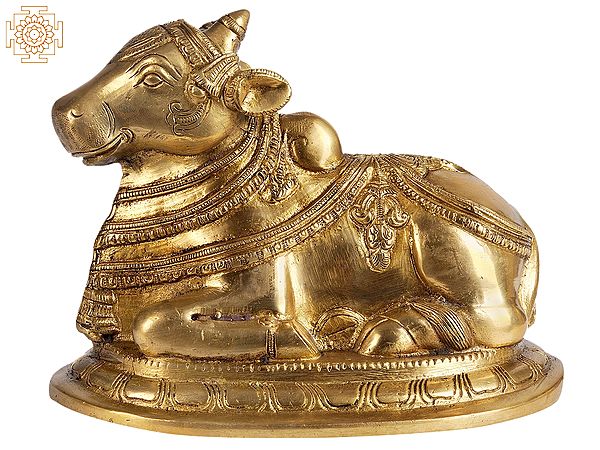 7" Nandi - The Vehicle of Lord Shiva In Brass | Handmade | Made In India