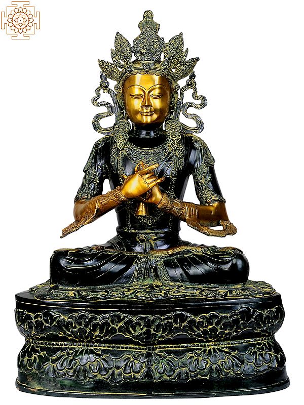 33" Large Size Crown Buddha In Brass | Handmade | Made In India