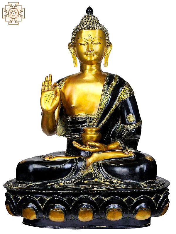 34" Large Size Shakyamuni Buddha Interpreting His Dharma In Brass | Handmade | Made In India