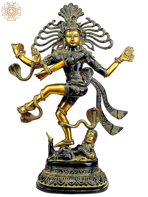 20" Nataraja in Green Golden Hues In Brass | Handmade | Made In India