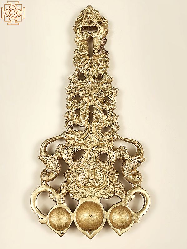 10" Handheld Serpent Puja Lamp In Brass | Handmade | Made In India