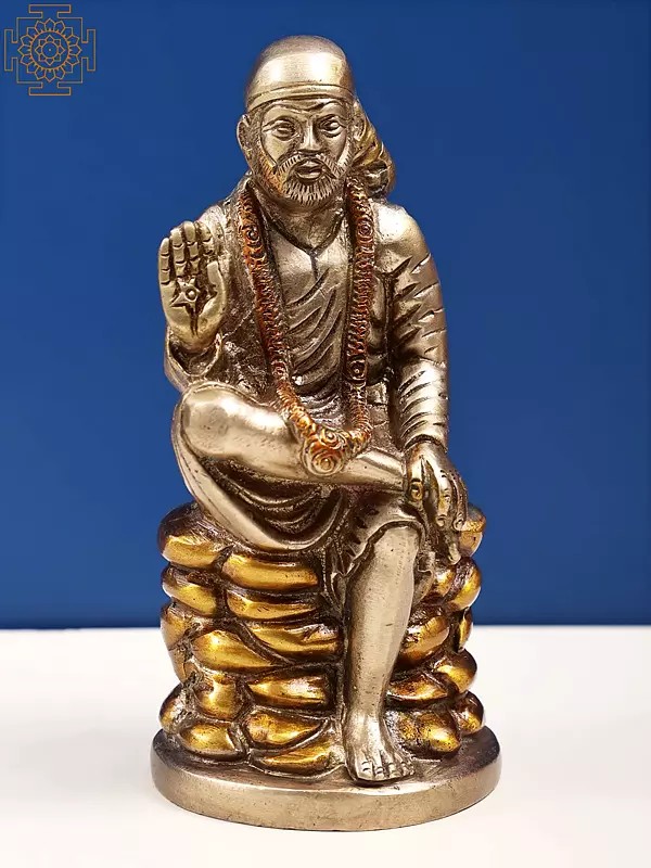 6" Shirdi Sai Baba Sculpture in Brass | Handmade | Made in India