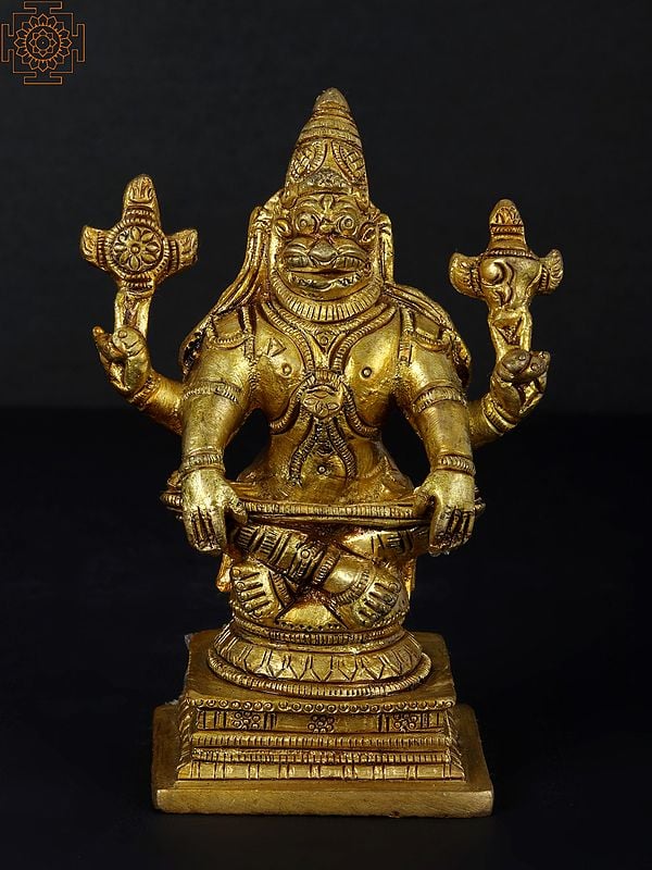 4" Yoga Narasimha In Brass | Handmade | Made In India