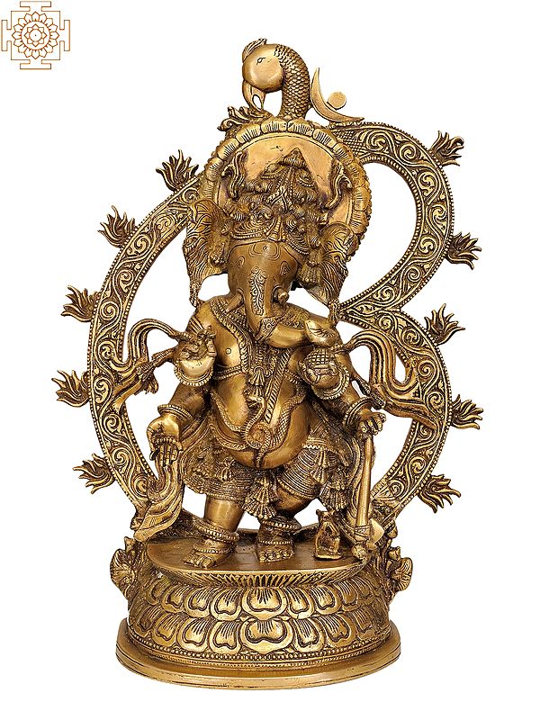 20" Bhagawan Ganesha with Large Om In Brass | Handmade | Made In India