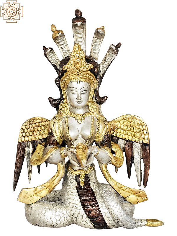 8" Naga Kanya (Snake Maiden) Statue in Brass | Handmade | Made in India