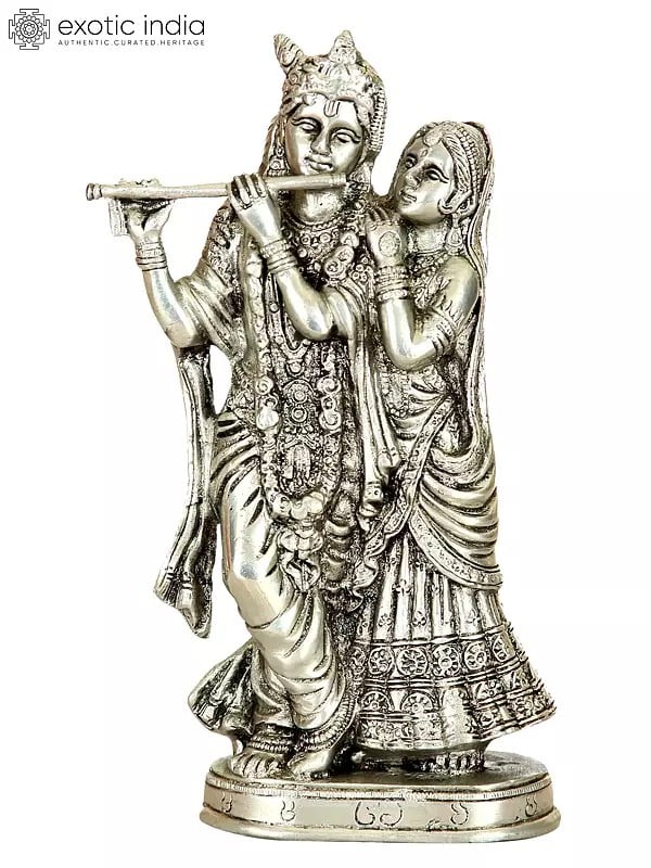 8" Monotone Radha-Krishna, Contented With Each Other's Company In Brass | Handmade | Made In India
