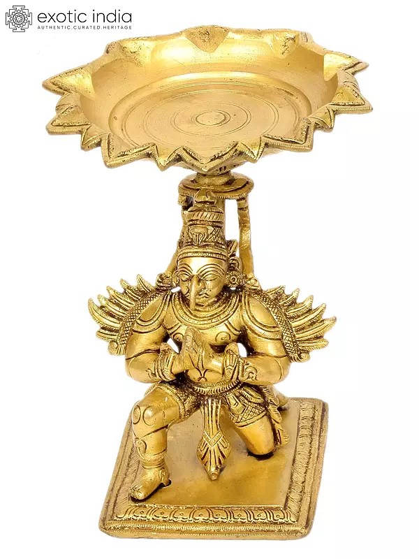 6" Brass Garuda Lamp with its Pointed Beak | Handmade | Made in India