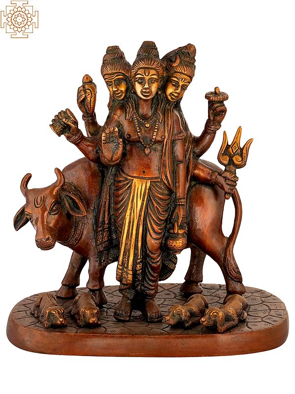 8" Dattatreya - Indian Saint In Brass | Handmade | Made In India