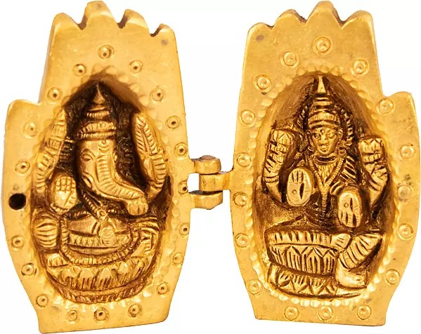 3" Ganesha-Lakshmi in Two Different Shrines in Brass | Handmade | Made in India