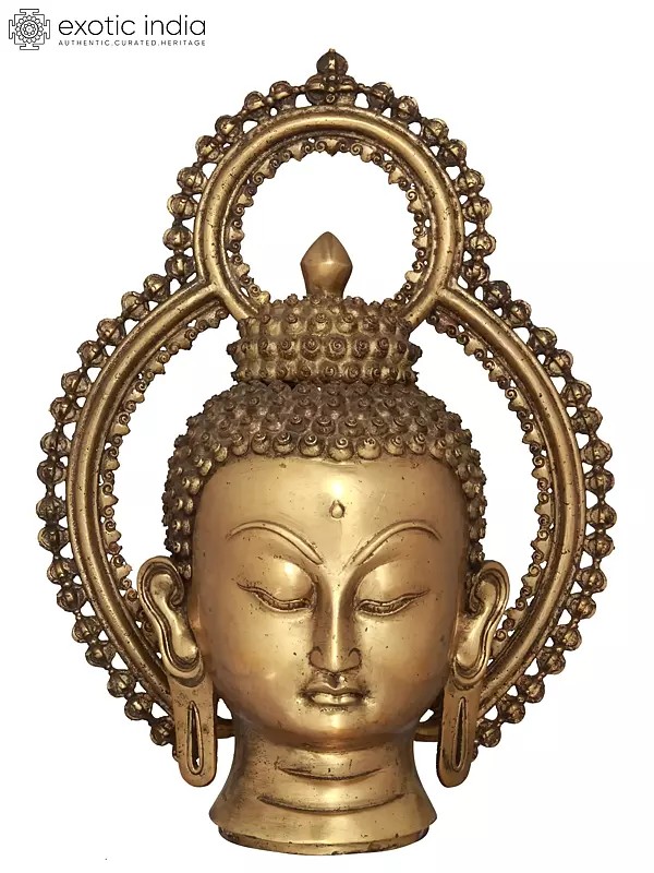 10" Buddha Head from Nepal - Tibetan Buddha In Brass | Handmade | Made In India