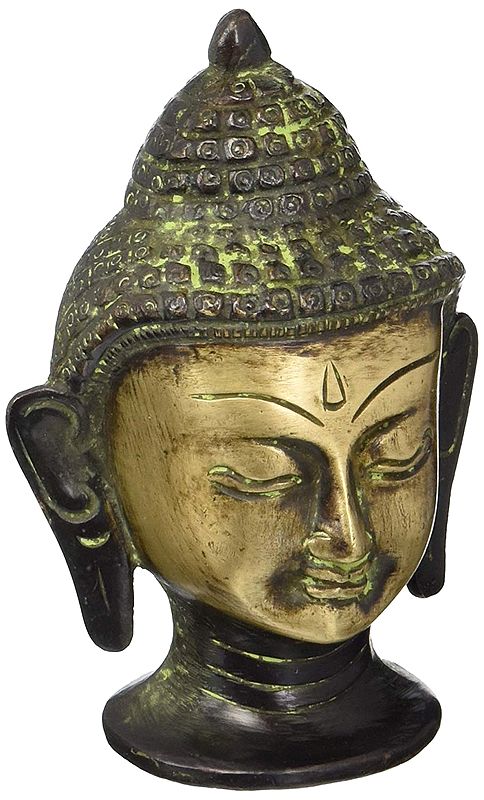 4" Tibetan Buddhist Lord Buddha Head In Brass | Handmade | Made In India