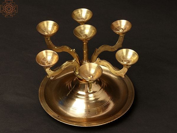 5" Seven Wicks Lamp in Brass | Handmade | Made in India