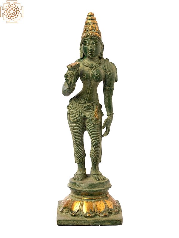 7" Standing Parvati Shivakamasundari In Brass | Handmade | Made In India