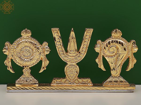 4" Small Vaishnava Symbols For Dashboard In Brass