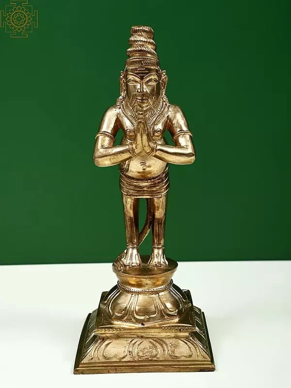 9" South Indian Saint with a Tail | Madhuchista Vidhana (Lost-Wax) | Panchaloha Bronze from Swamimalai