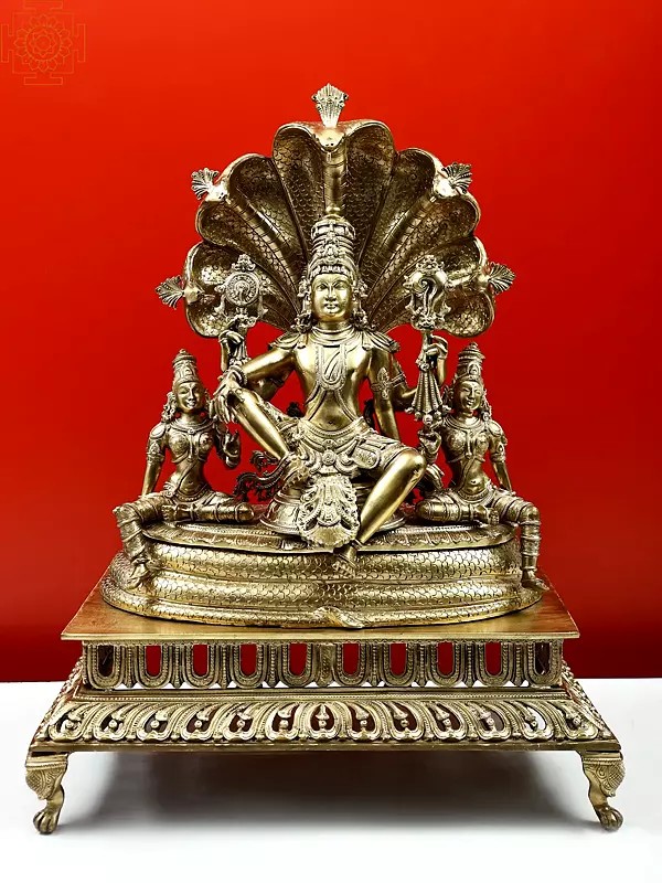 26" Sheshanaga Aureole Of Seated Lord Vishnu | Handmade | Made In South India
