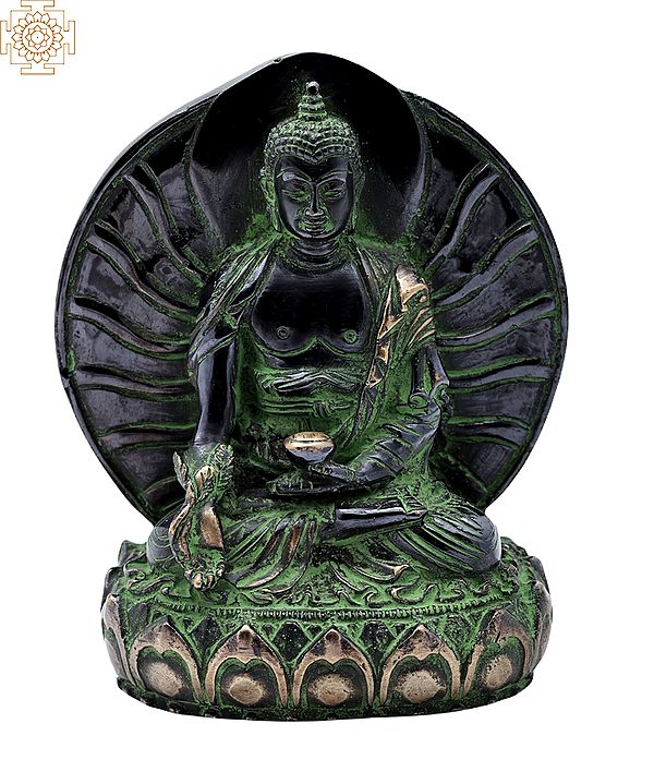 5" Tibetan Buddhist Deity Medicine Buddha Statue in Brass | Handmade | Made in India