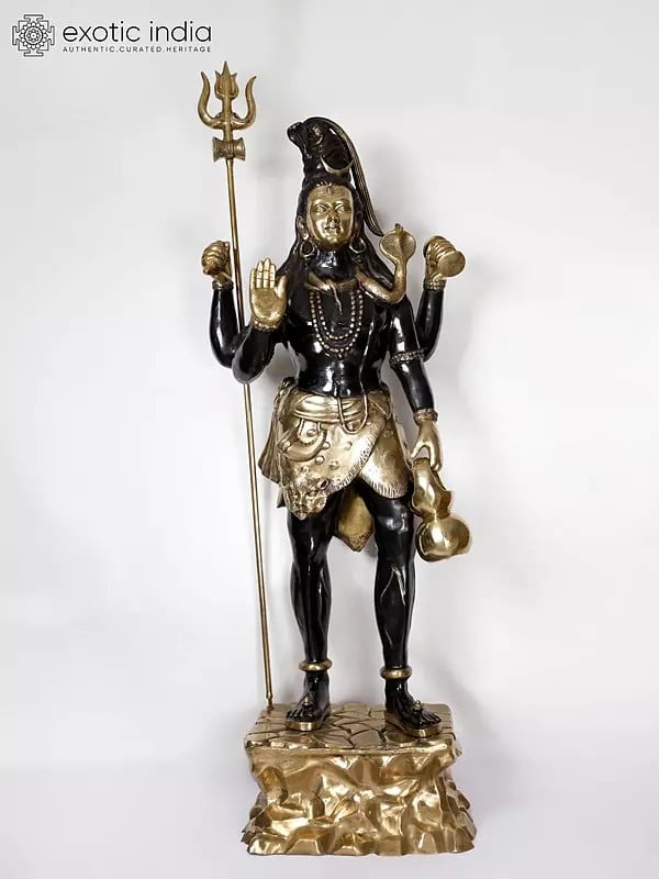 90" Bhagawan Shiva Treads The Himalayas | Handmade Brass Statue