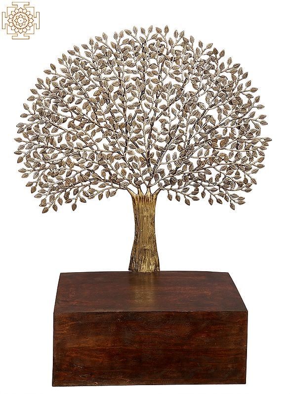 42" Wooden Seat with Lifelike Tree For Your Favourite Deity In Brass | Handmade | Made In India