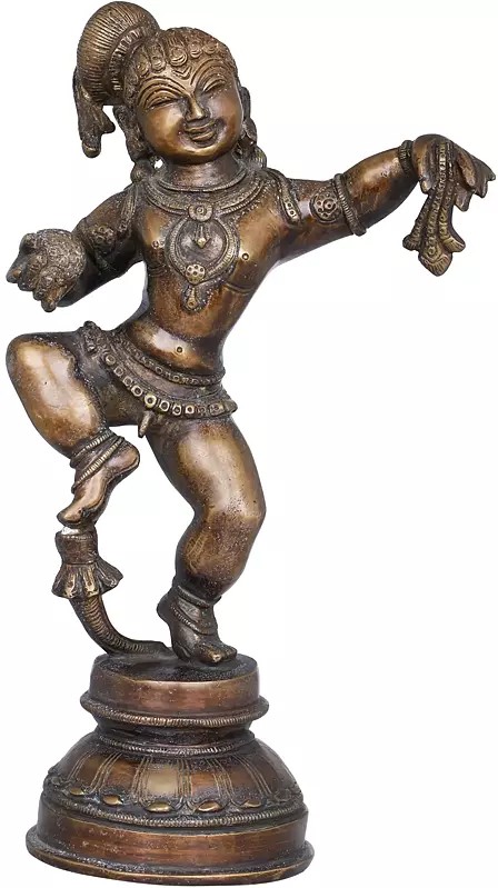 11" Dancing Baby Krishna In Brass | Handmade | Made In India