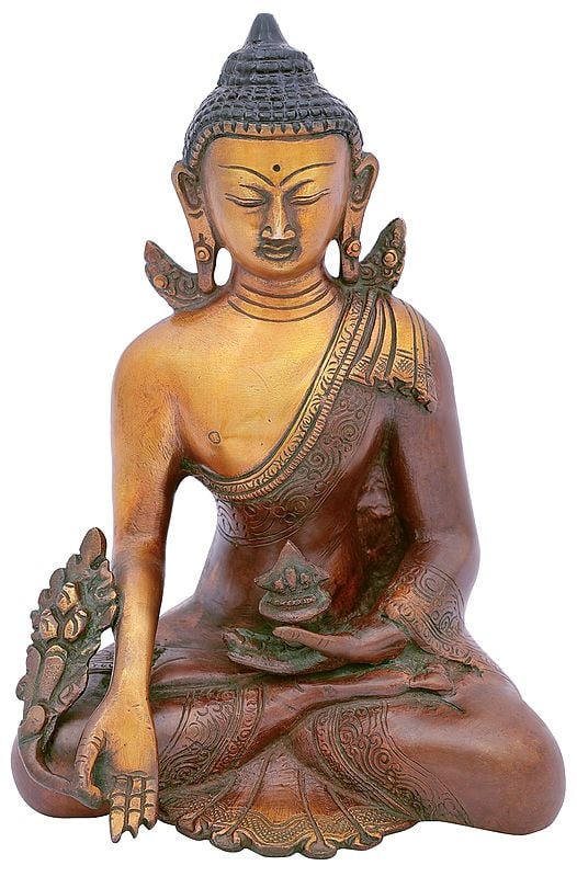 7" Tibetan Buddhist Healing Buddha (Medicine Buddha) In Brass | Handmade | Made In India