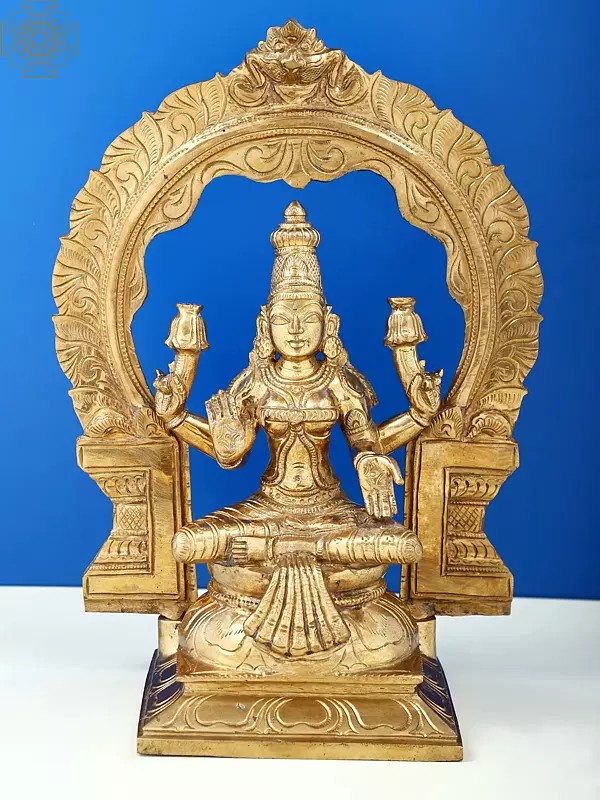 12" Goddess Lakshmi with Big Arch | Handmade | Madhuchista Vidhana (Lost-Wax) | Panchaloha Bronze from Swamimalai