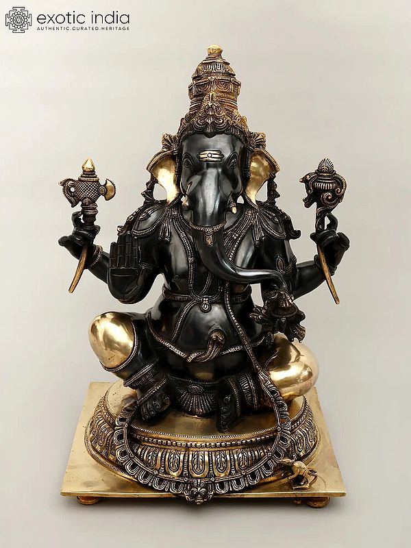 20" Superfine Ganesha Granting Abhaya | Handmade Brass Statue