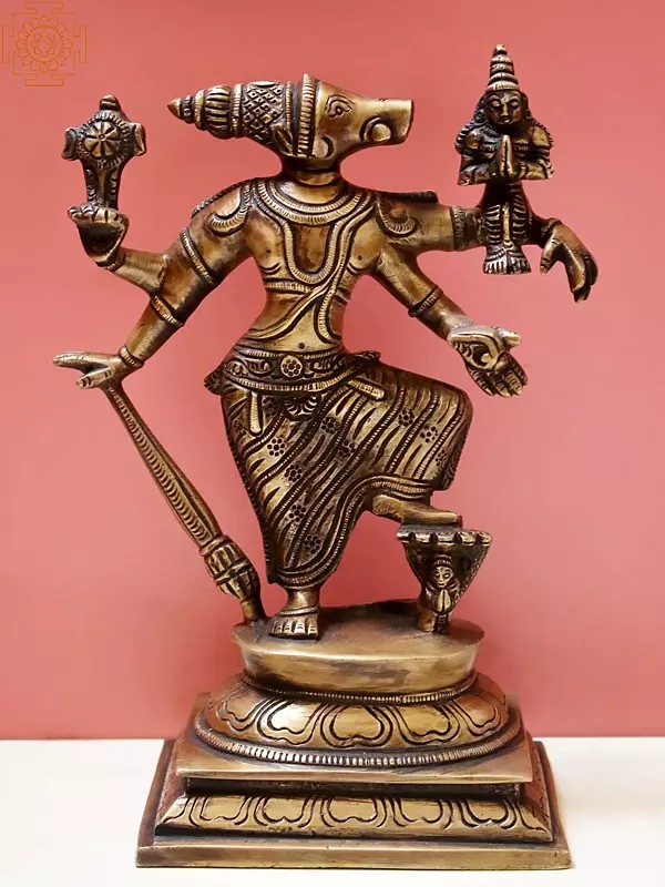 8" Varaha - Avatar of Bhagawan Vishnu In Brass | Handmade | Made In India