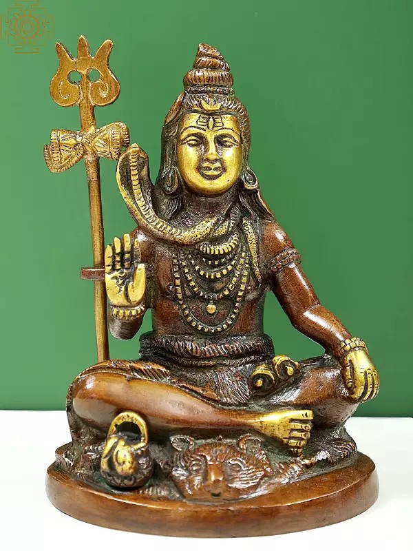 8" Blessing Shiva Sculpture in Brass | Handmade | Made in India