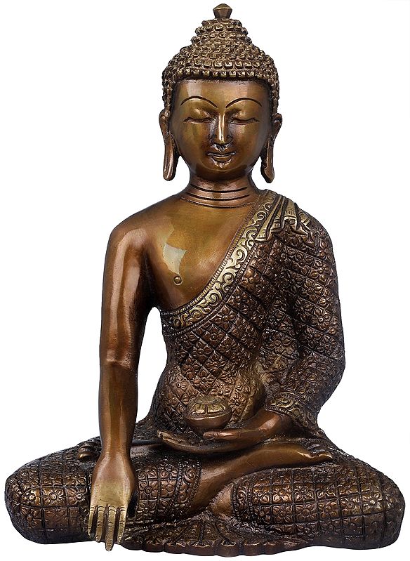 8" Tibetan Buddhist Shakyamuni Buddha in Brass | Handmade | Made In India