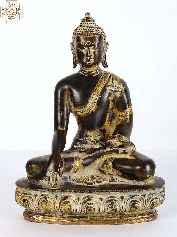 9" Tibetan Buddhist Bhumisparsha Buddha In Brass