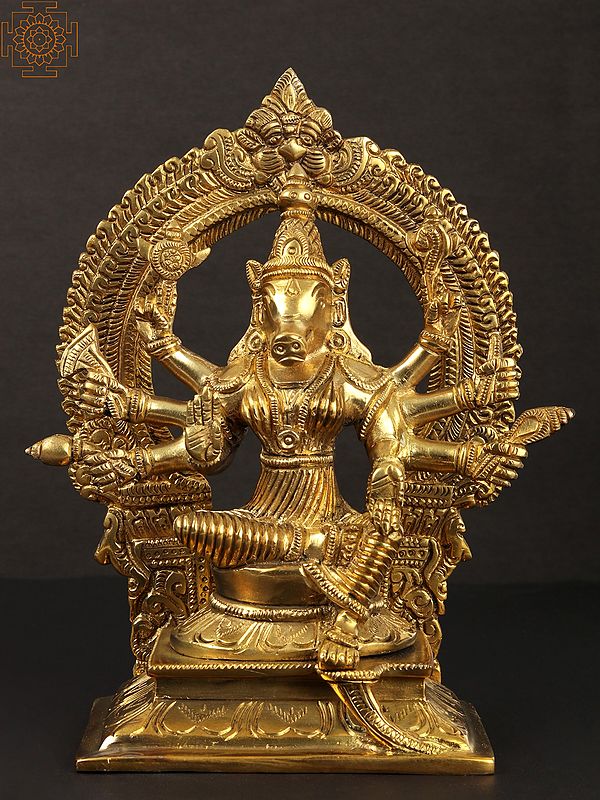 8" Brass Eight Armed Goddess Varahi | Handmade