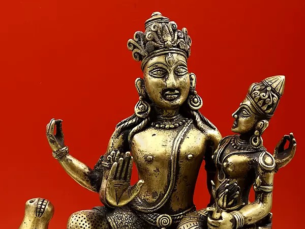 16 Shiva Parvati Seated on Nandi (Dhokra Art), Handmade, Madhuchista  Vidhana (Lost-Wax), Panchaloha Bronze from Swamimalai