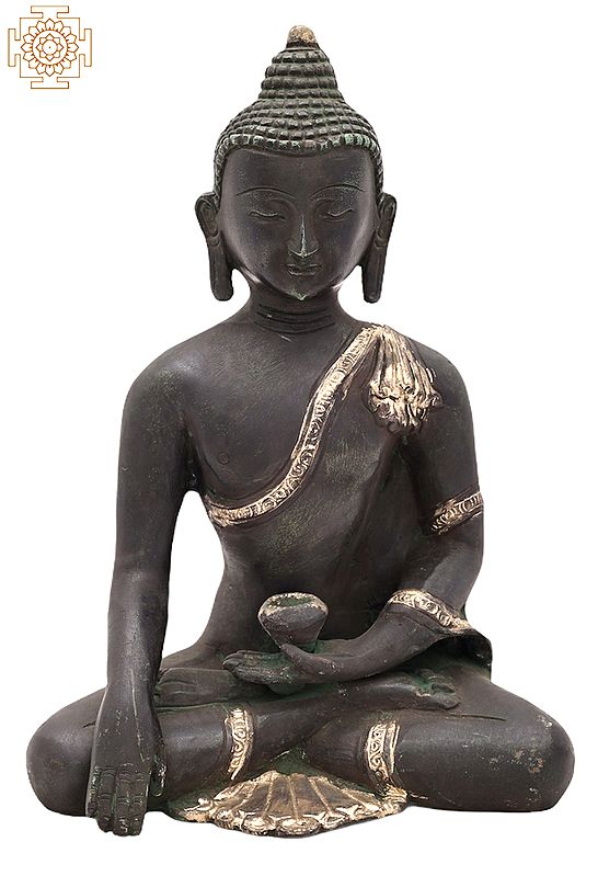8" Tibetan Buddhist Bhumisparsha Buddha in Brass | Handmade | Made In India