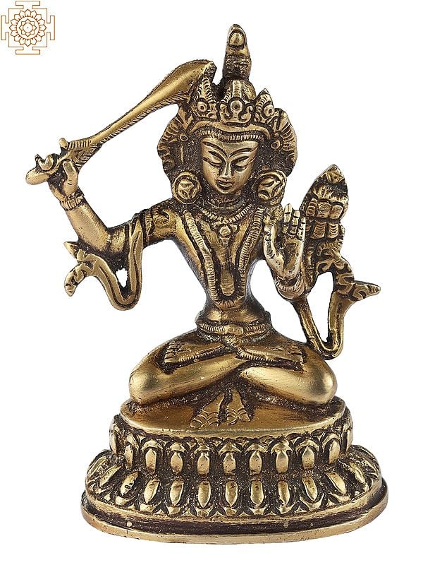 3" Small Size Manjushri - Tibetan Buddhist Bodhisattva Deity In Brass | Handmade | Made In India
