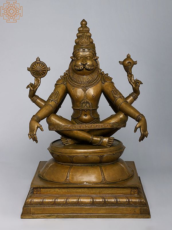 Yoga-Narasimha- Bhagawan Narasimha in Yoga Mudra | Handmade | Madhuchista Vidhana (Lost-Wax) | Panchaloha Bronze from Swamimalai