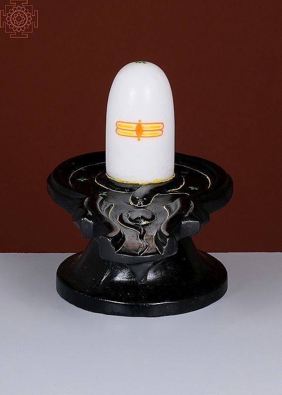 10" Black and White Marble Shiva Linga | Handmade | Lingam | Pooja Shivling Mahashiva Ratri Puja Decor