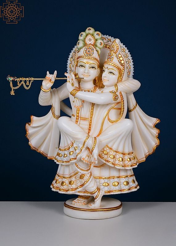 15" Radha Krishna Statue | Handmade | Marble Radha Krishna Statue | Divine Couple God | Radha Krishna Statue Couple Statue | Radha Krishna Idol