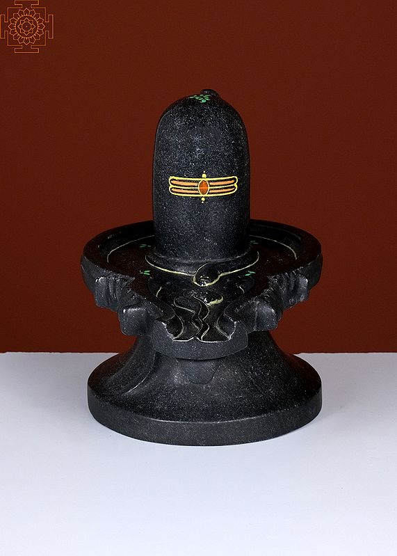 9" Black Marble Shiva Linga | Handmade | Lingam | Idols For Home Decor and Pooja | Mahashiva Ratri Puja Decor | Shiv Ling Indian God Statue
