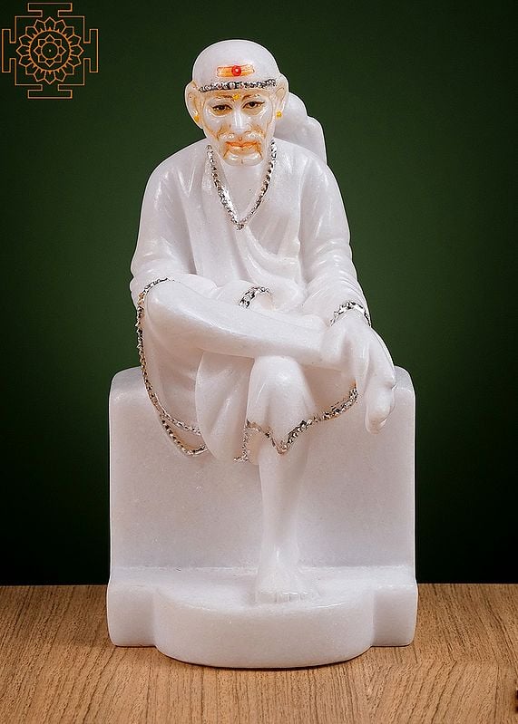 8" Sai Baba Statue | Hand made | Shirdi Sai Baba | Marble Sai Baba Statue | Lord Sai Baba Statue | Marble Shirdi Sai Baba Murti | God Culture