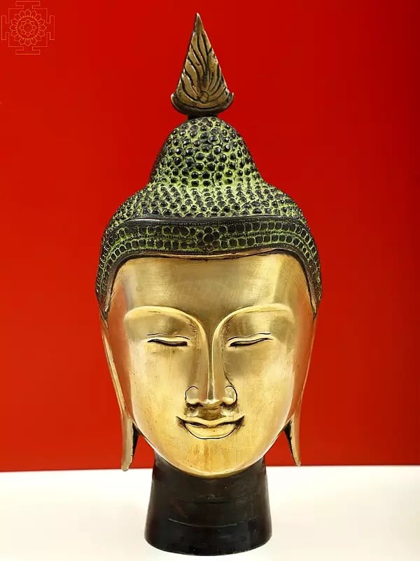 12" Lord Buddha Head In Brass