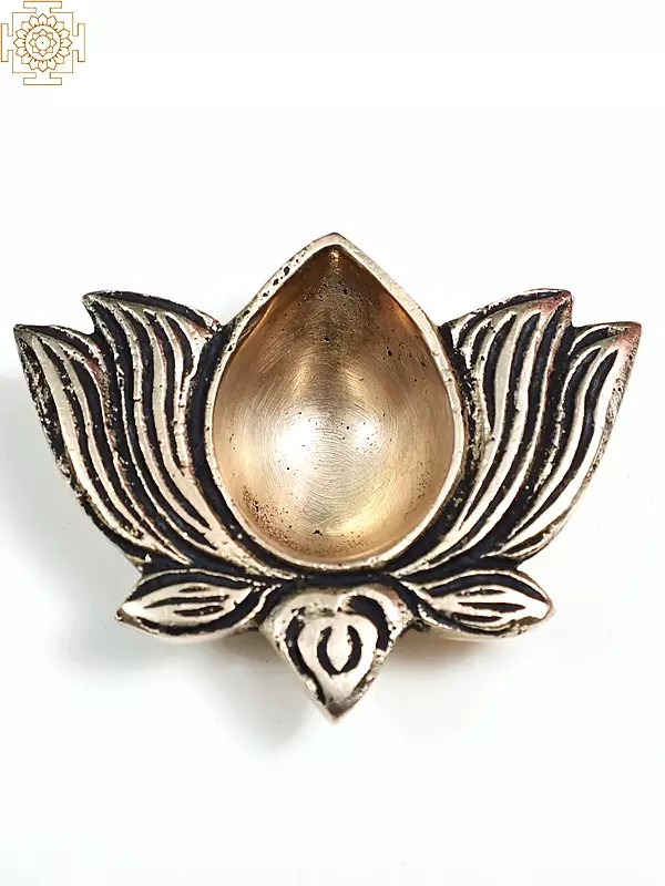 Small Brass Lotus Design Diya | Handmade