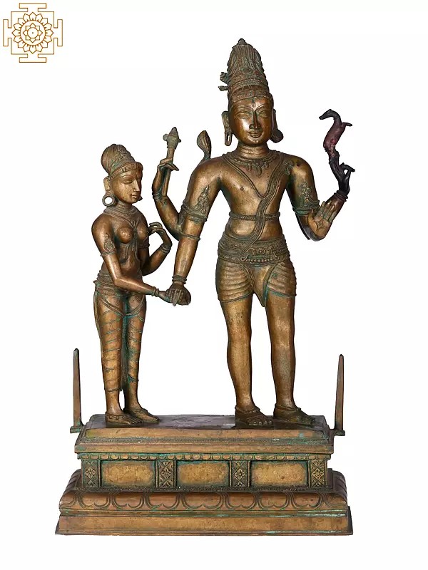 23" Marriage of Shiva and Parvati (Kalayan Sundaram) | Handmade | Madhuchista Vidhana (Lost-Wax) | Panchaloha Bronze from Swamimalai