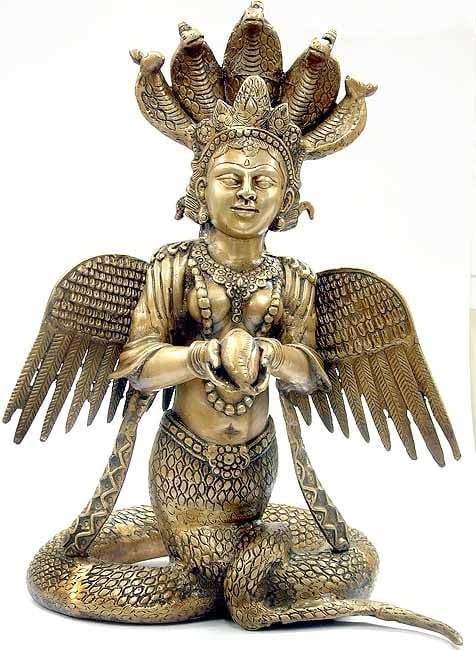 17" Naga-Kanya (The Snake Woman) In Brass | Handmade | Made In India