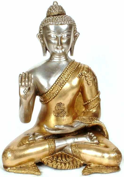 11" Buddha in the Abhaya and Dhyana Mudras In Brass | Handmade | Made In India