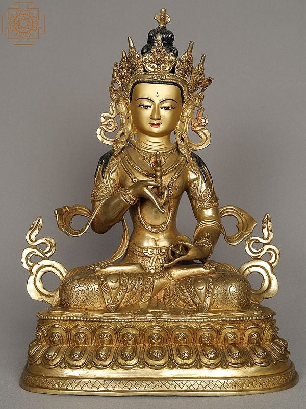 13" Tibetan Buddhist Deity Vajrasattva Copper Statue from Nepal